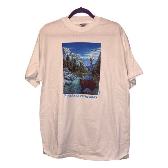 Vintage Wearable Arts Graphic Tee Single Stitch Brown Bear Protect Our Natural R - Picture 1 of 6